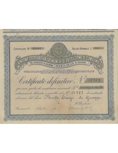 UNIONE COOP. CREMONESE PROD. E CONSUMO 1 AZIONE - CREMONA 1954