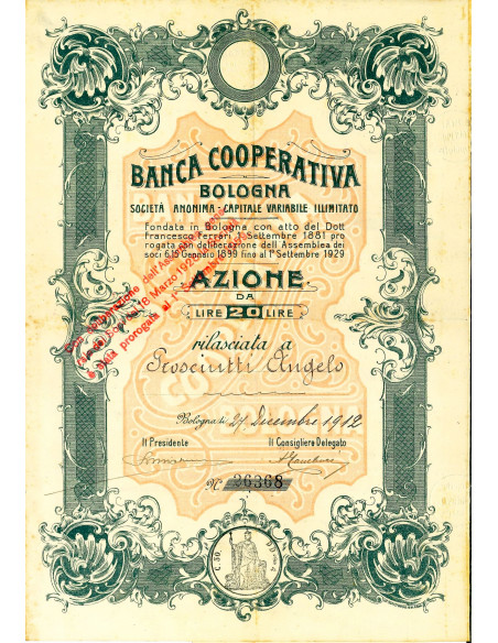 1912 - BANCA COOPERATIVA BOLOGNA