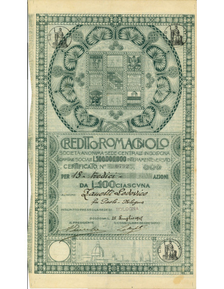 1947 - CREDITO ROMAGNOLO - 13 AZIONI - BOLOGNA