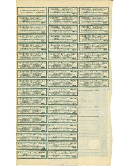 1947 - CREDITO ROMAGNOLO - 13 AZIONI - BOLOGNA