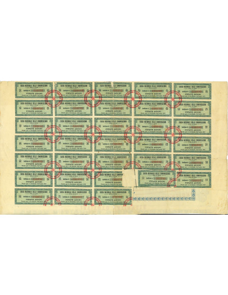 1930 - IST. NAZI. DI PREVIDENZA E CREDITO DELLE COMUNICAZIONI 5 AZIONI ROMA