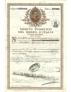 1903 - CERTIFICATO DI RENDITA - DEB. PUB. REGNO D'ITALIA...