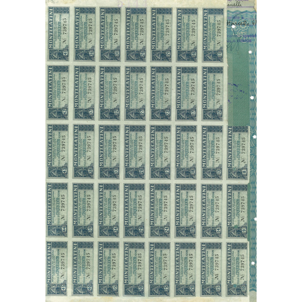 1947 - MONTECATINI - 500 AZIONI - MILANO