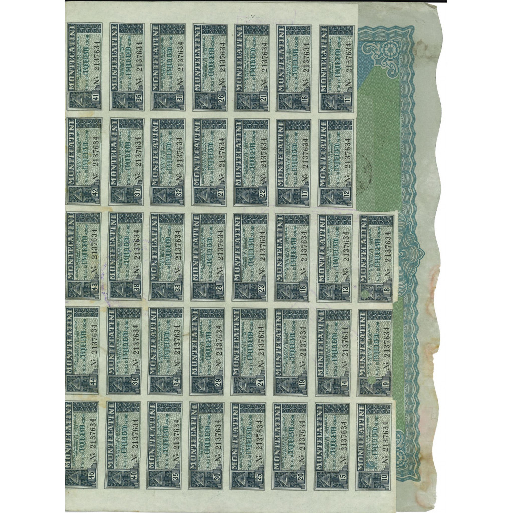 1951 - MONTECATINI - 500 AZIONI - MILANO