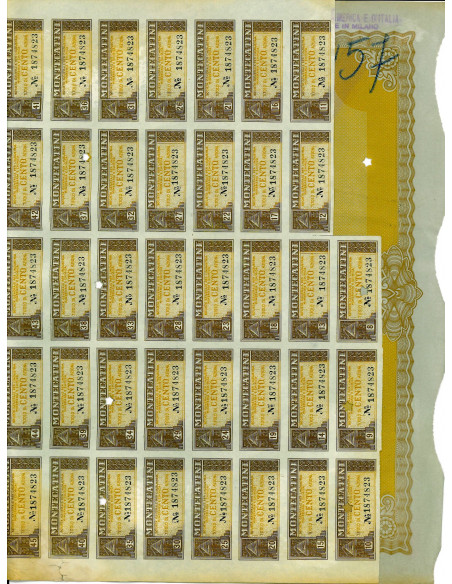 1949 - MONTECATINI - 100 AZIONI - MILANO