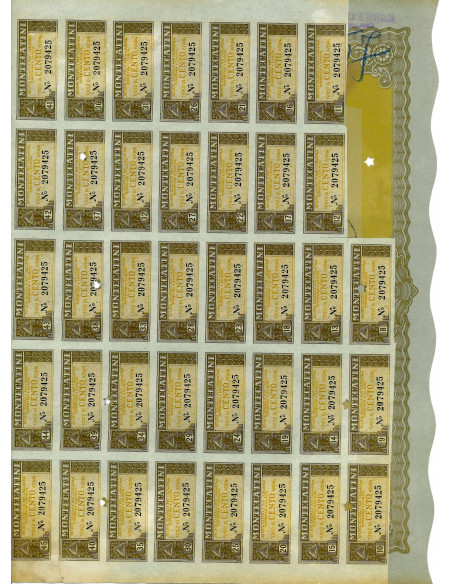 1951 - MONTECATINI - 100 AZIONI - MILANO