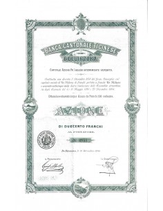 BANCA CANTONALE TICINESE - 1 AZIONE BELLINZONA 1894