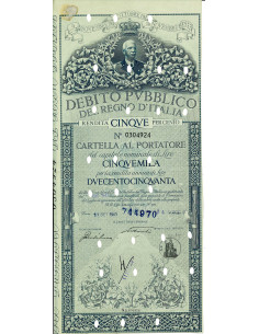 1943 - RENDITA 5% - CARTELLA 5.000 LIRE - ROMA (blu)