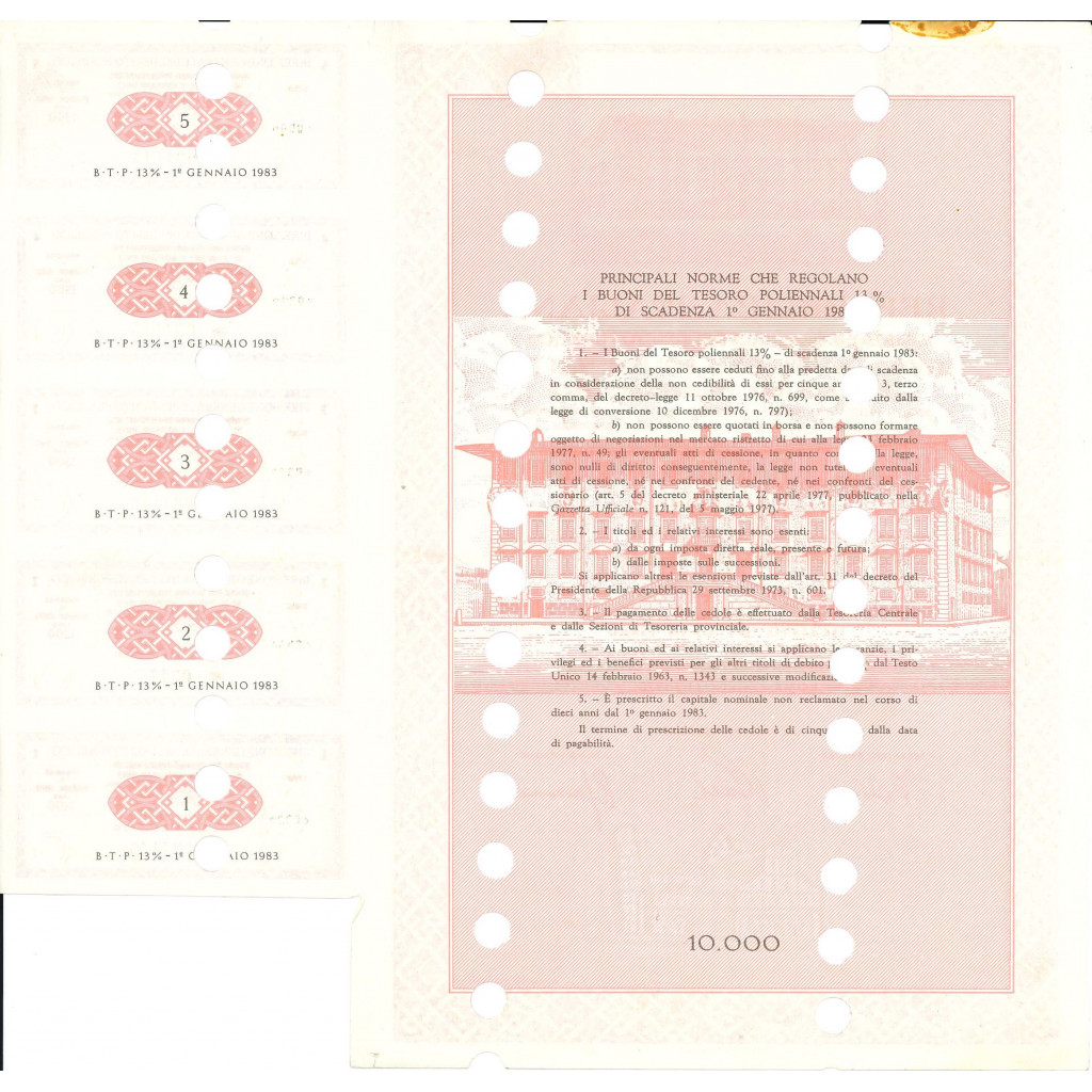 1978 - BTP POLIENNALI SERIE 007 - 10000 LIRE -...