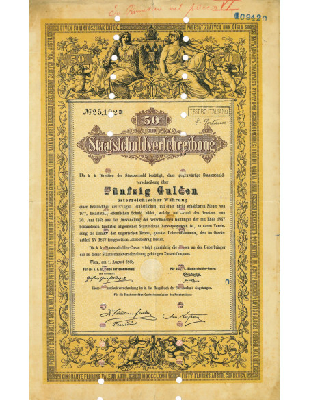 1868 - STAATSSCHULDVERSCHREIBUNG 50 GULDEN - WIEN