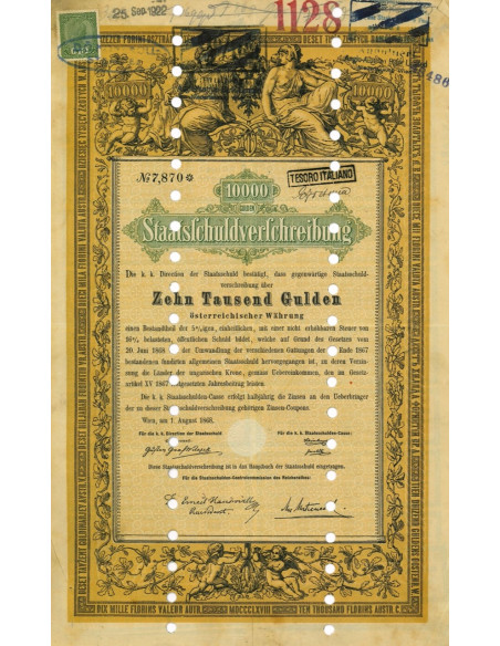 1868 - STAATSSCHULDVERSCHREIBUNG 10000 GULDEN - WIEN