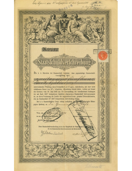 1870 - STAATSSCHULDVERSCHREIBUNG VARIABLE CUT - WIEN
