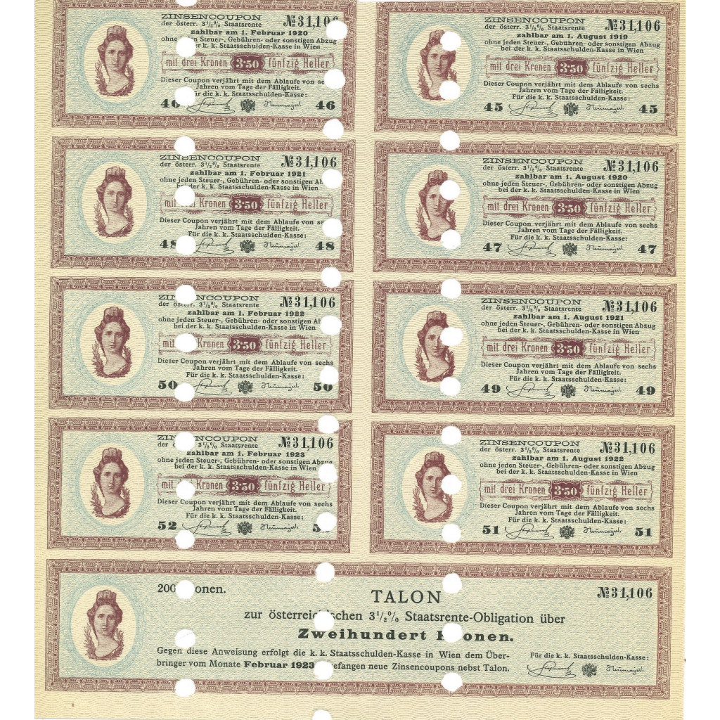 1897 - STAATS RENTE OBLIGATION 200 KRONEN