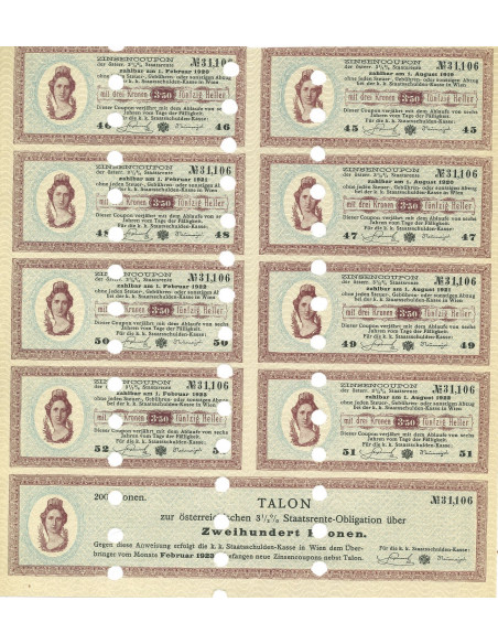 1897 - STAATS RENTE OBLIGATION 200 KRONEN