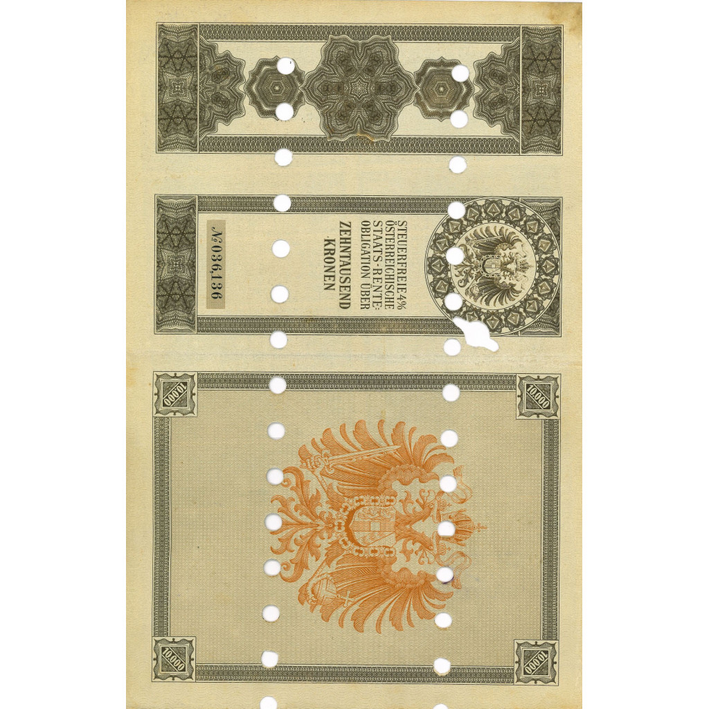 1910 - STAATS RENTE OBLIGATION 10000 KRONEN