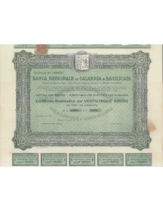 BANCA REGIONALE DI CALABRIA E BASILICATA - 25 AZIONI REGGIO C. 1926