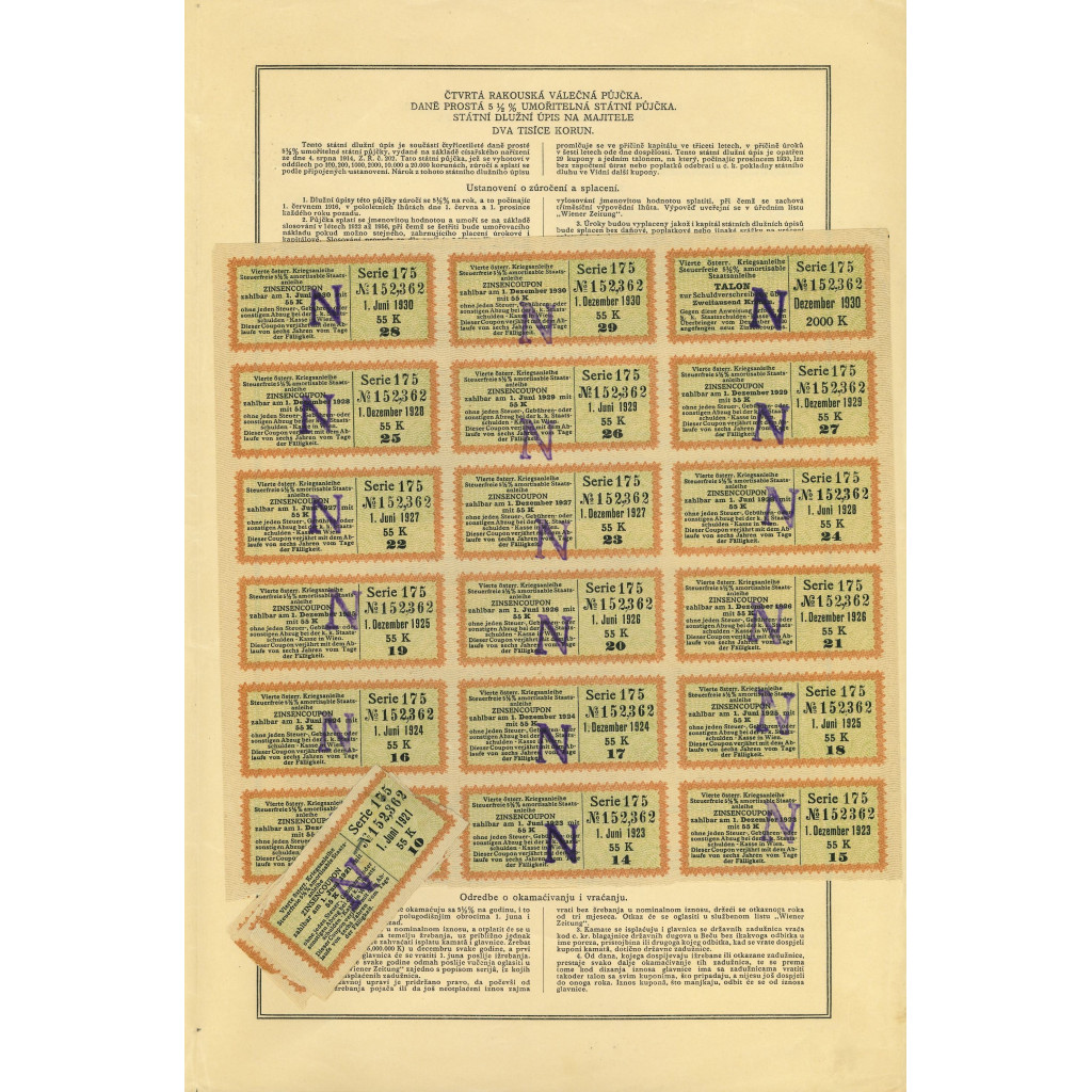 OSTERREICHISCHE STAATSANLEIHE 2000 KRONEN - 1916