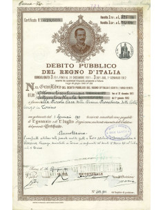 1911 - CERTIFICATO 3,75% - DEB. PUBBLICO REGNO D'ITALIA -...