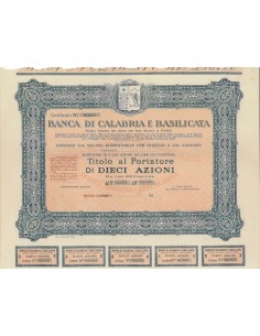 BANCA REGIONALE DI CALABRIA E BASILICATA - 10 AZIONI REGGIO C. 1926