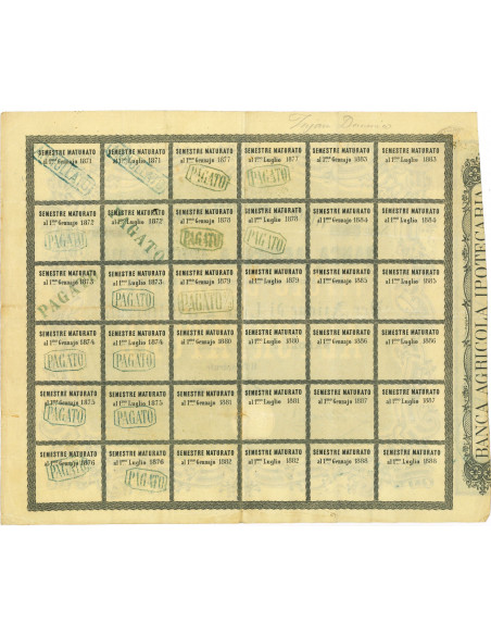 1873 - BANCA AGRICOLA IPOTECARIA - 1 AZIONE - NAPOLI