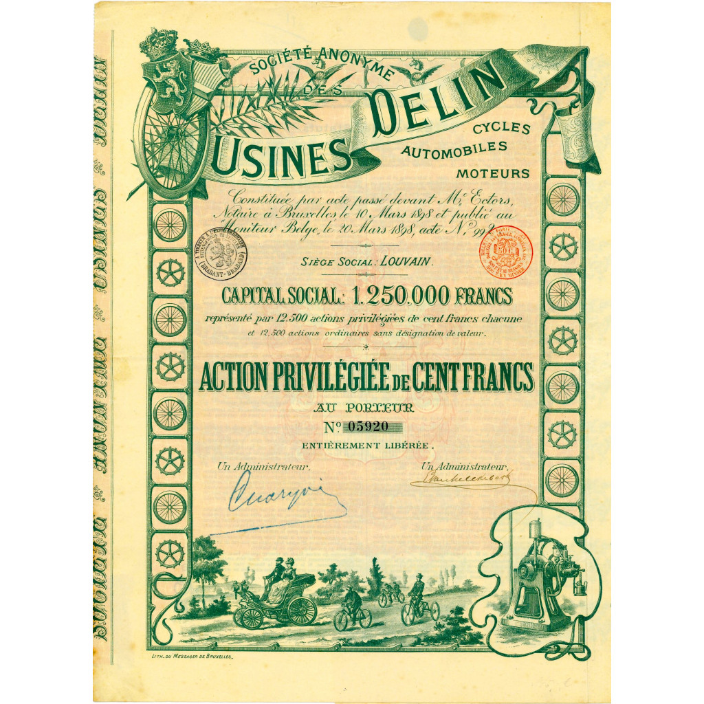 1898 - USINES DELIN, CYCLES, AUTOMOBILES,...