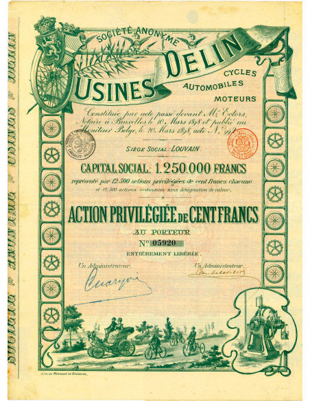 1898 - USINES DELIN, CYCLES, AUTOMOBILES, MOTEUR - LOUVAIN