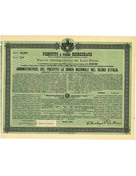 1888 - PRESTITO A PREMI RIORDINATO DELLA DUCHESSA DI BEVILAQUA VEDOVA LA MASA - ROMA
