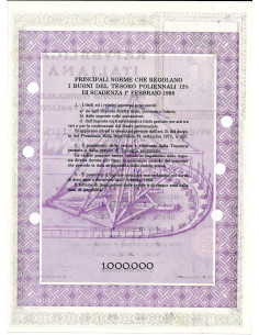 1985 - BUONO DEL TESORO POLIENNALE 12% - 1 MILIONE -... 2