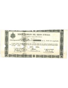 1866 - 1 OBBLIGAZIONE - DEBITO PUBBLICO REGNO D'ITALIA