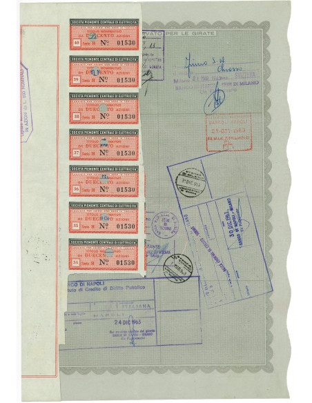 1948 -  SOCIETA' PIEMONTE CENTRALE DI ELETTRICITA' - 200 AZIONI - TORINO