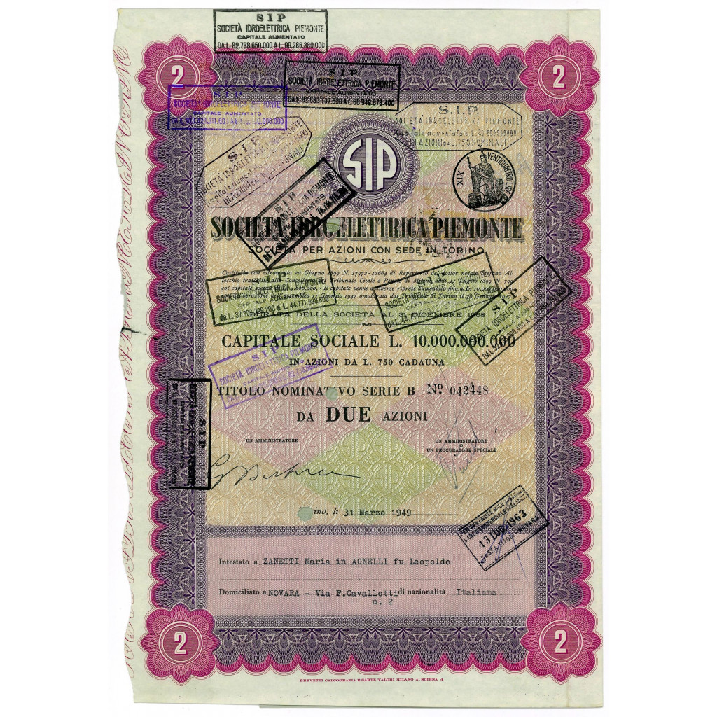 1949 - SIP SOCIETA' IDROELETTRICA PIEMONTE - 2...