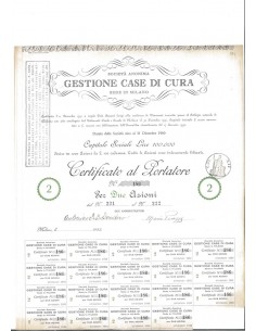 SOC. ANON. GESTIONE CASE DI CURA - 2 AZIONI MILANO 1932