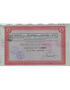 SOC. PER LA FILATURA DEI CASCAMI DI SETA 1 AZIONE MILANO 1959