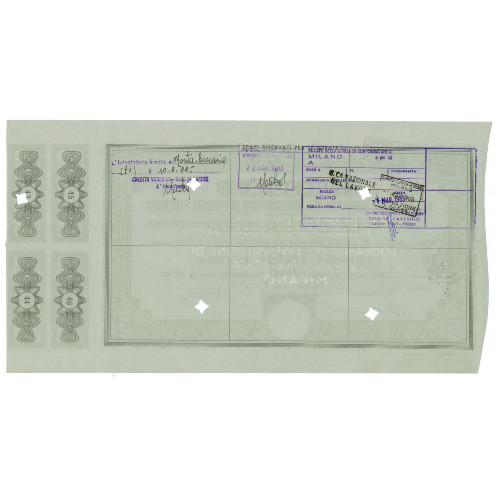 1963 - VIZZOLA SOC. PER AZIONI PER LA...