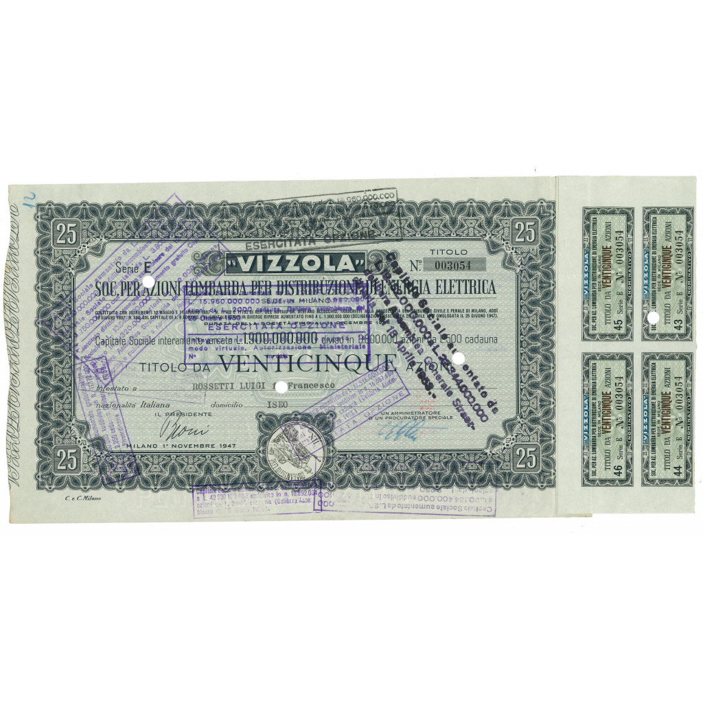 1962 - VIZZOLA SOC. PER AZIONI PER LA...