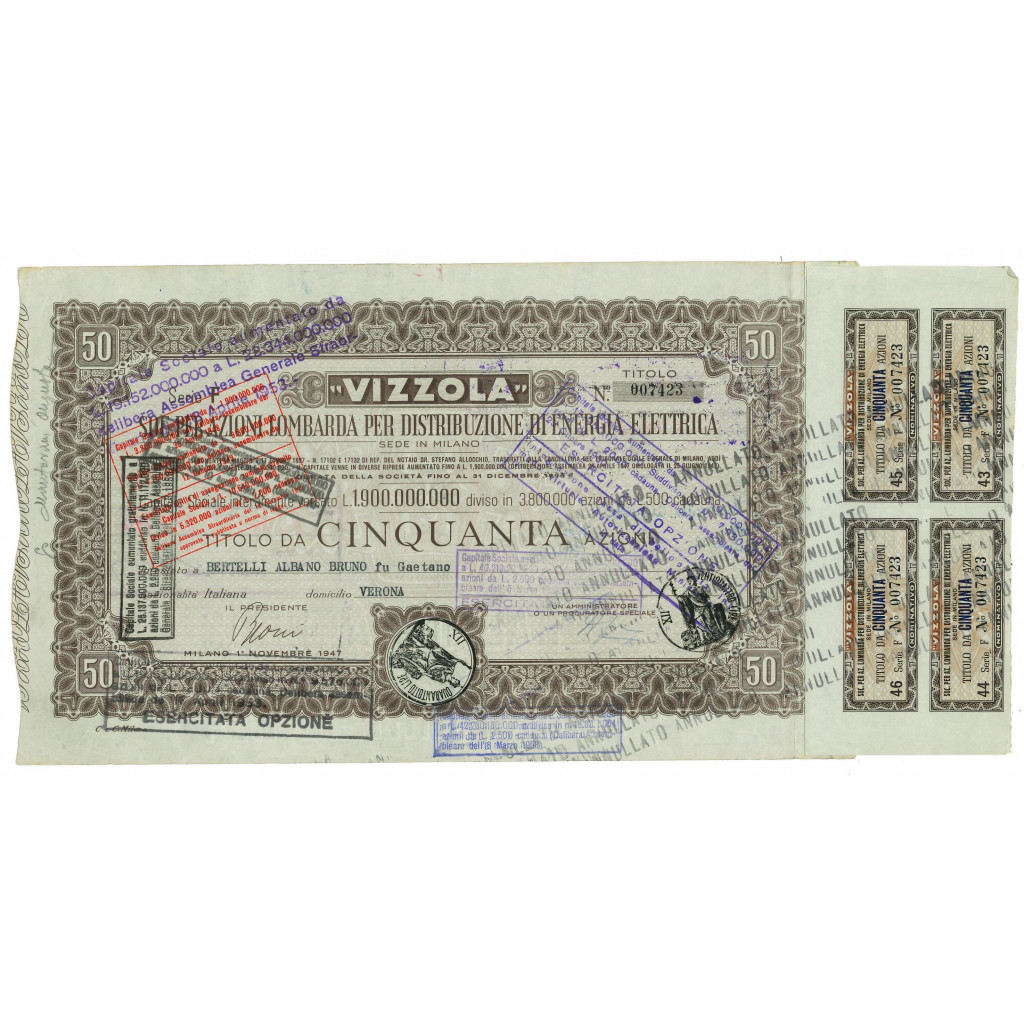 1954 - VIZZOLA SOC. PER AZIONI PER LA...