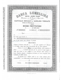 BANCA LOMELLINA - BUONO FRUTTIFERO - 1882