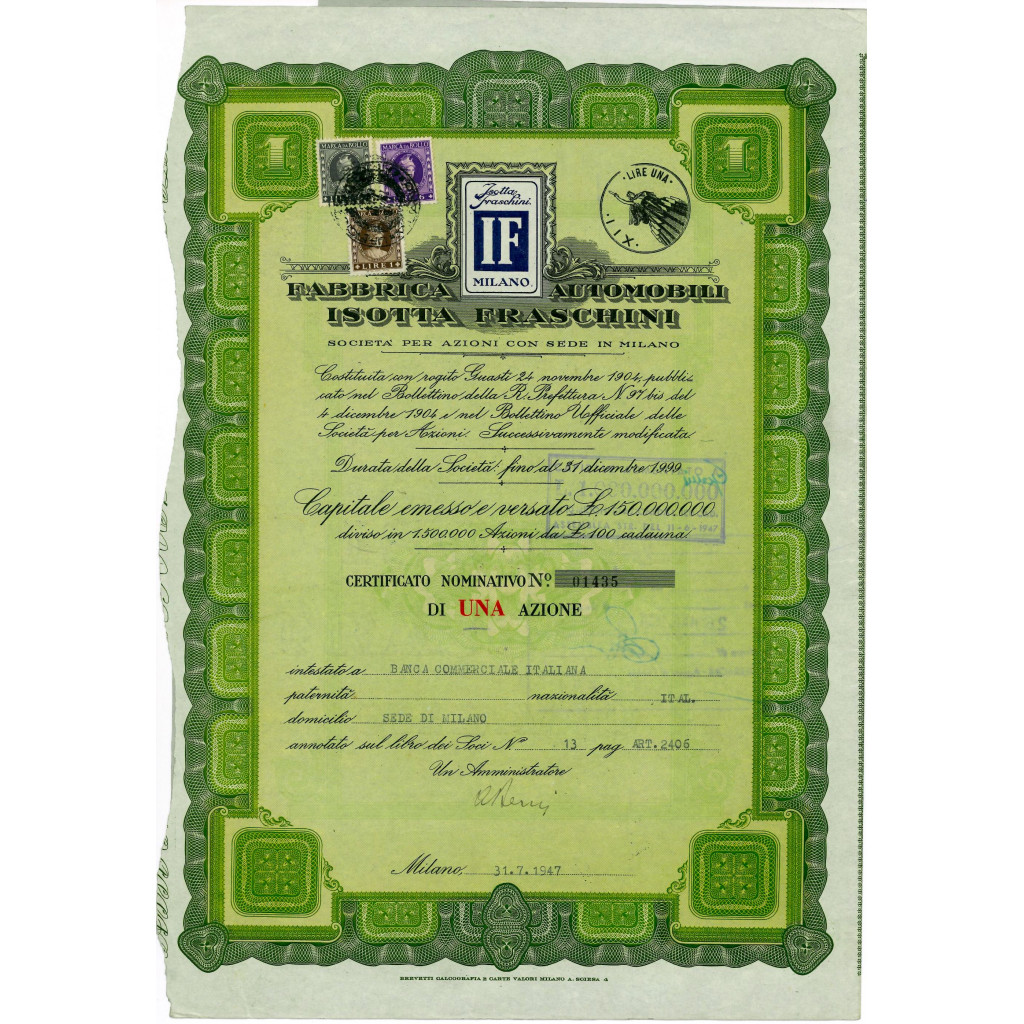 1947 - FABBRICA AUTOMOBILI ISOTTA FRASCHINI - 1...