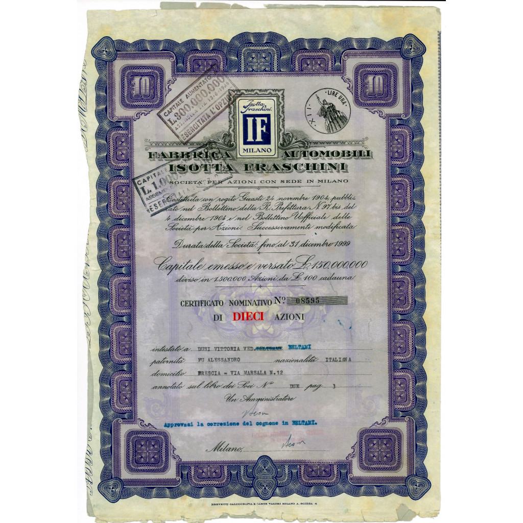 1942 - FABBRICA AUTOMOBILI ISOTTA FRASCHINI -...