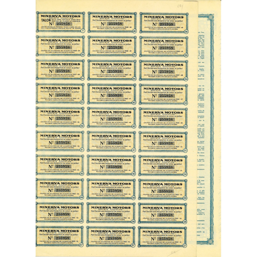 1903 - MINERVA MOTORS S.A. - PART SOCIALE CAP....