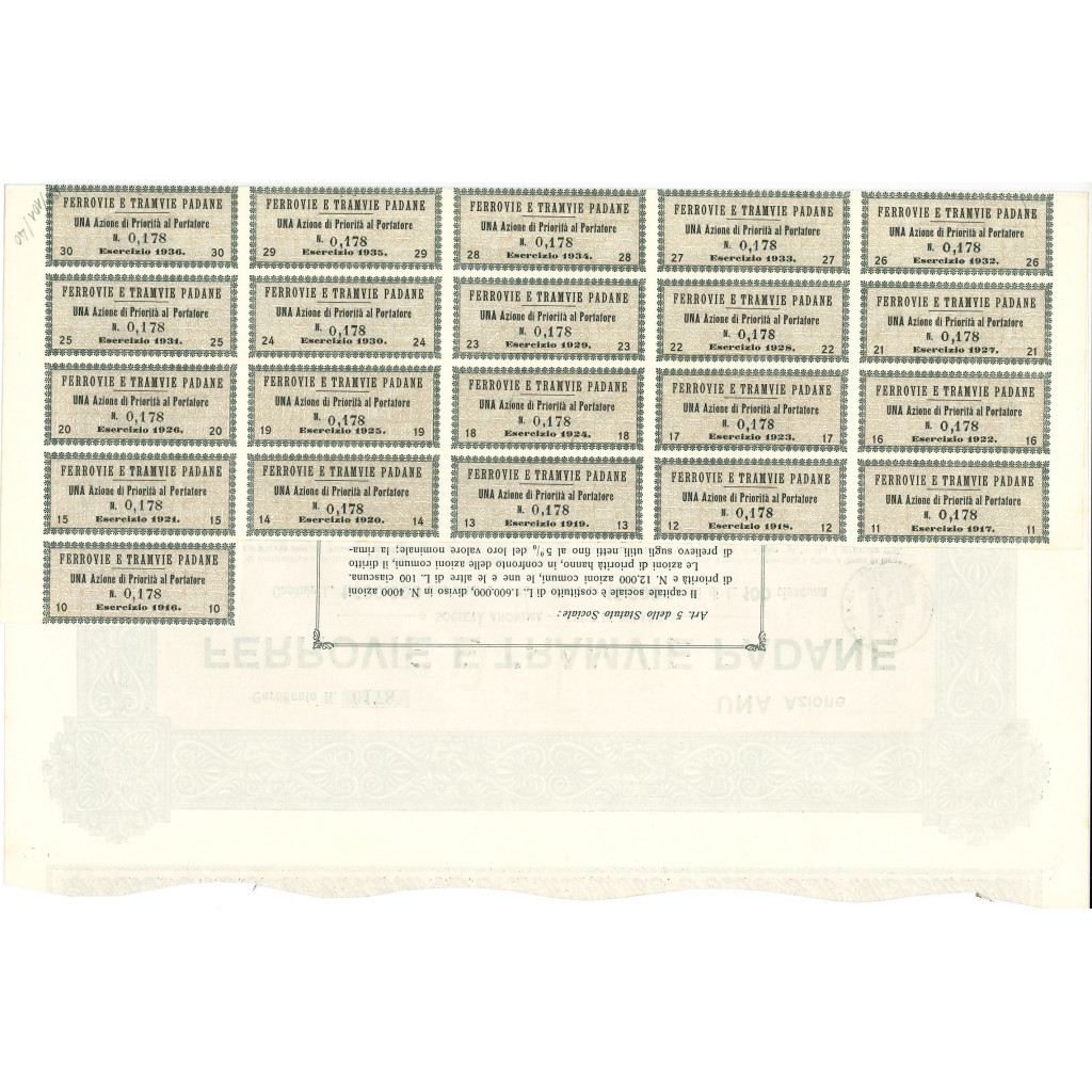 1907 - FERROVIE E TRAMVIE PADANE - 1 AZIONE -...