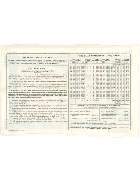 1912 - FERROVIE E TRAMVIE PADANE - UNA OBBLIGAZIONE - MILANO