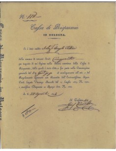 CASSA DI RISPARMIO IN BOLOGNA - TITOLO IN SCUDI ROMANI 1844