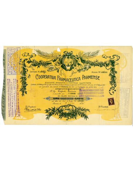 1946 - COOPERATIVA FARMACEUTICA PARMENSE - 1 AZIONE - PARMA