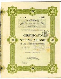 1922 - SAR SOCIETA' AUTOTRASPORTI ROMA - 1 AZIONE