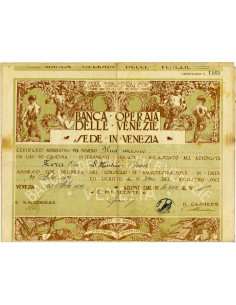 1923 - BANCA OPERAIA DELLE VENEZIE - 1 AZIONE - VENEZIA