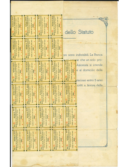 1925 - BANCA DI S. POSSIDONIO 1 AZIONE DA LIRE 25 ITALIANE