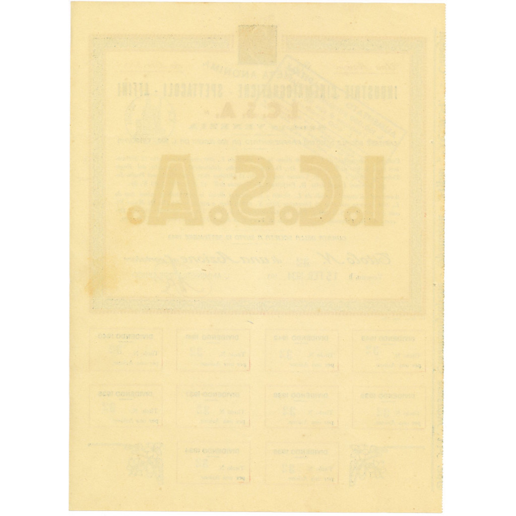 1934 - I.C.S.A. INDUSTRIE CINEMATOGRAFICHE -...
