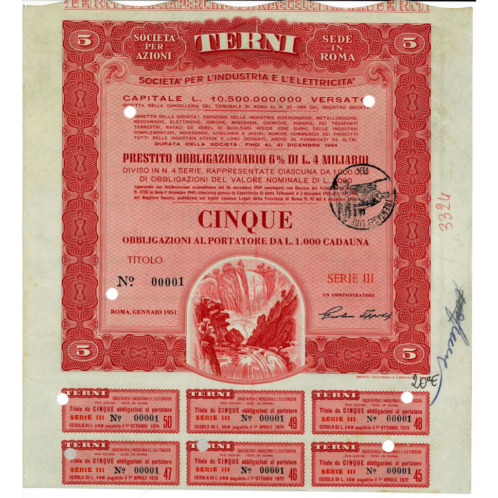 1951 - TERNI - SOCIETA' PER L' INDUSTRIA E L'...