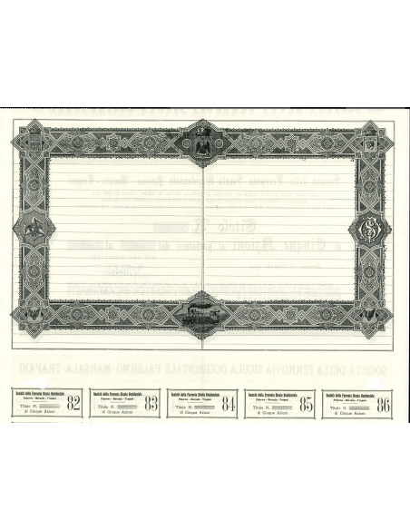 1930 - SOC. DELLA FERROVIA SICULA OCCIDENTALE PALERMO - 5 AZIONI - ROMA